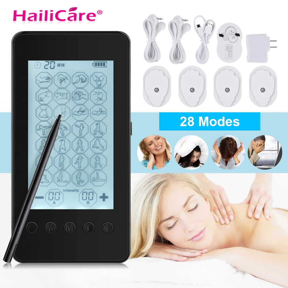 28 Modes TENS Unit Device Electric Therapy Massager 4.3” LCD Touch Display Rechargeable USB EMS Muscle Stimulation Pain Relief
28 Modes TENS Unit Device Electric Therapy Massager 4.3” LCD Touch Display Rechargeable USB EMS Muscle Stimulation Pain Relief