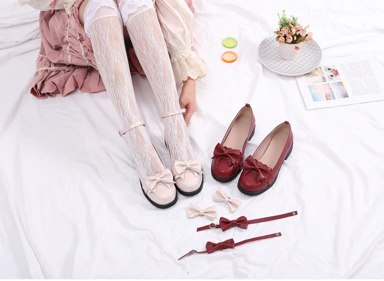 Japanese Sweet Lolita Princess Shoes Cute Bow Low Heel Black/White/Red/Brown Flat Platform Student Uniform Shoes
Japanese Sweet Lolita Princess Shoes Cute Bow Low Heel Black/White/Red/Brown Flat Platform Student Uniform Shoes