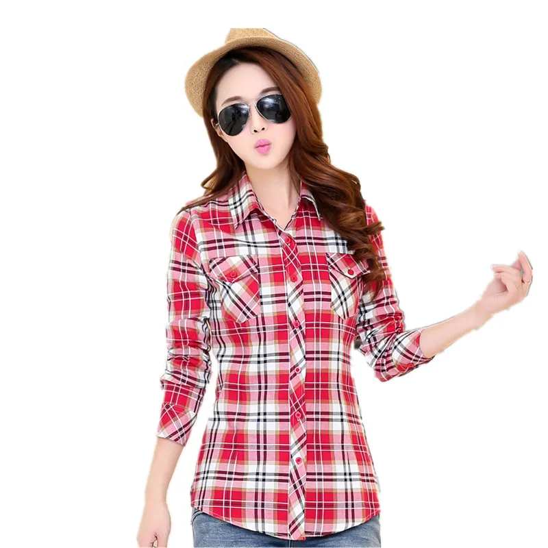 Women's Long Sleeves Cotton Paid Shirts For Girls School Blouse College Style Casual checked Outerwear Blouse Tops Blusas
Women's Long Sleeves Cotton Paid Shirts For Girls School Blouse College Style Casual checked Outerwear Blouse Tops Blusas