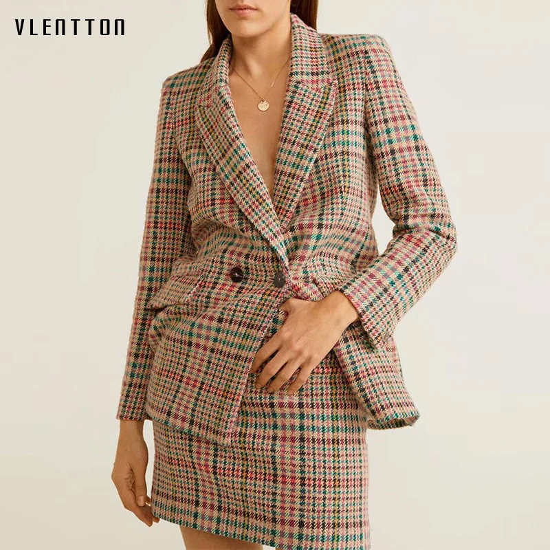 2019 Vintage Office Ladies Plaid Blazer Women Button Long Sleeve Suit Coat Female Double Breasted Jacket blazers Femme Outerwear
2019 Vintage Office Ladies Plaid Blazer Women Button Long Sleeve Suit Coat Female Double Breasted Jacket blazers Femme Outerwear