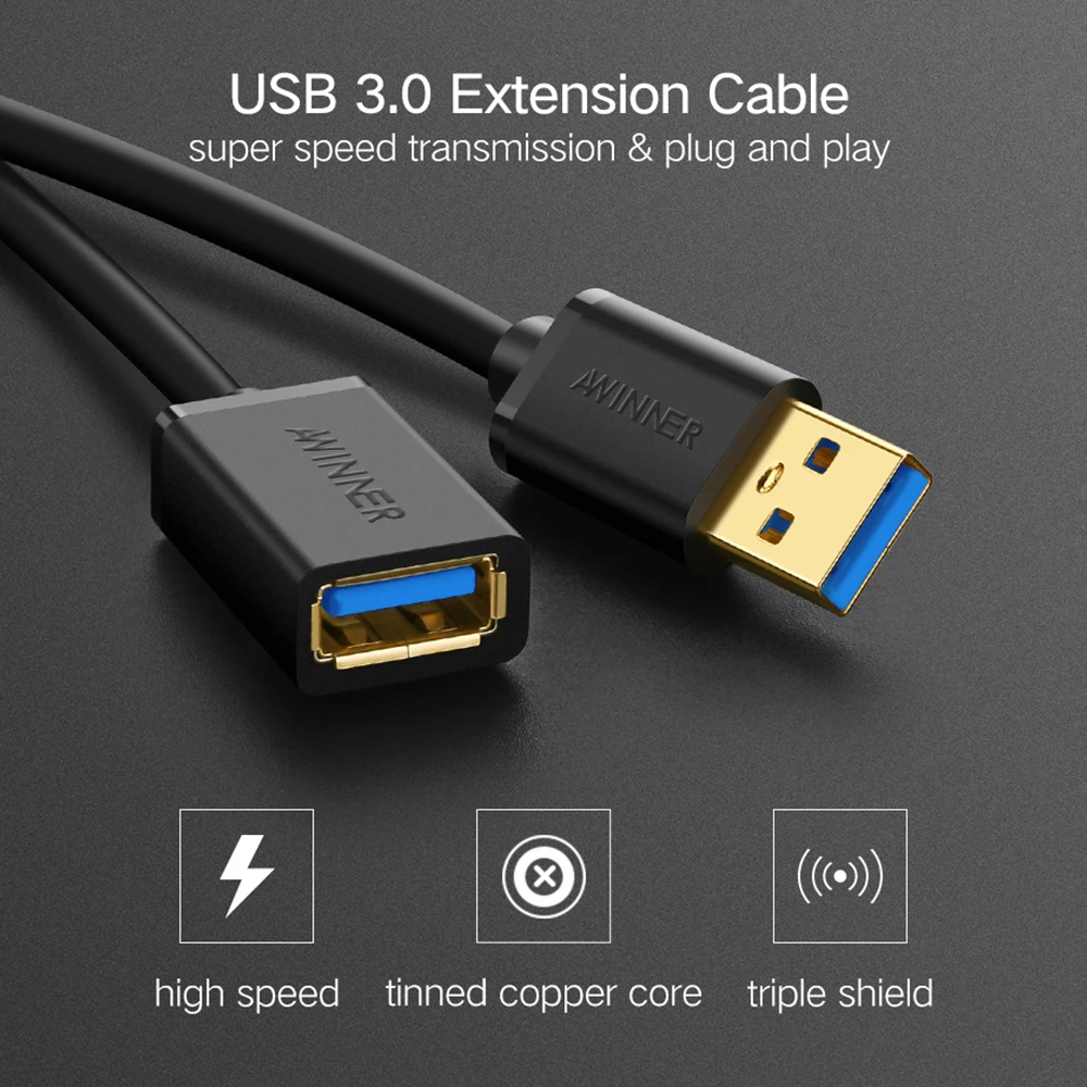 AWINNER-USB-Extension-Cable-3-0-Male-To-Female-2-0-USB-Extender-Cord-Cable-50Cm (1)