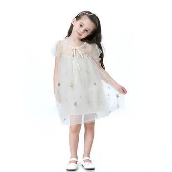 DFXD Little Girl Clothes 2018 England Style Baby Short Puff Sleeve Sequin Embroidery Mesh Net Yarn Princess Dress For 2-9Years
DFXD Little Girl Clothes 2018 England Style Baby Short Puff Sleeve Sequin Embroidery Mesh Net Yarn Princess Dress For 2-9Years