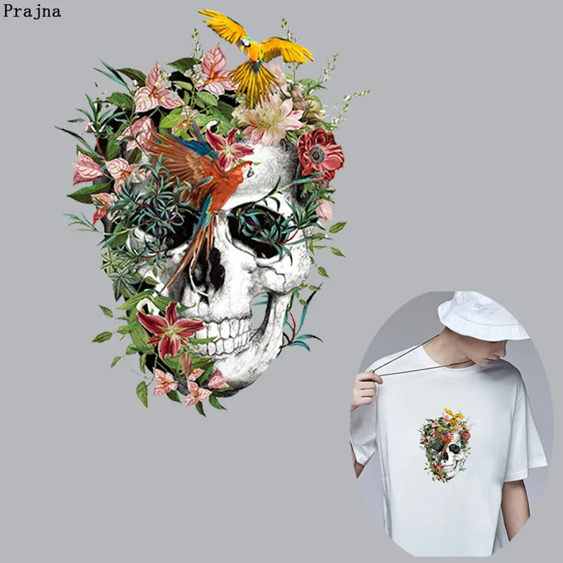 Prajna Flower Skull Sticker Heat Transfers For Clothes Iron On Transfer Shirt Diy Appliqued Thermo Stickers On Clothes H
Prajna Flower Skull Sticker Heat Transfers For Clothes Iron On Transfer Shirt Diy Appliqued Thermo Stickers On Clothes H