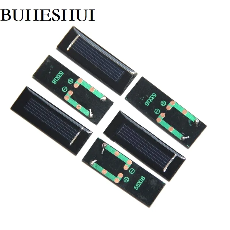 BUHESHUI Epoxy Polycrystalline Solar Cells Module Mini Panel 0.5V 100mA DIY Toy Battery charger 53*18MM 100PCS | Электроника