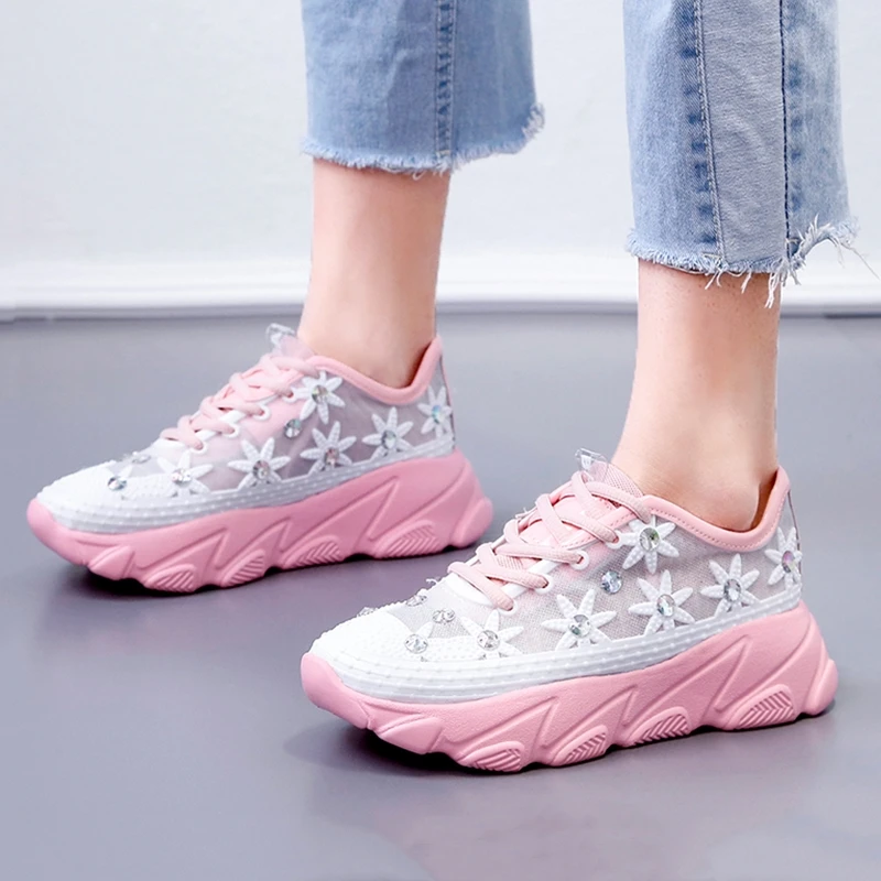 Platform Shoes Women Flower Sneakers Mesh Breathable Height Increase Women's Vulcanized shoes Multi Ladies Shoes 35-41
Platform Shoes Women Flower Sneakers Mesh Breathable Height Increase Women's Vulcanized shoes Multi Ladies Shoes 35-41