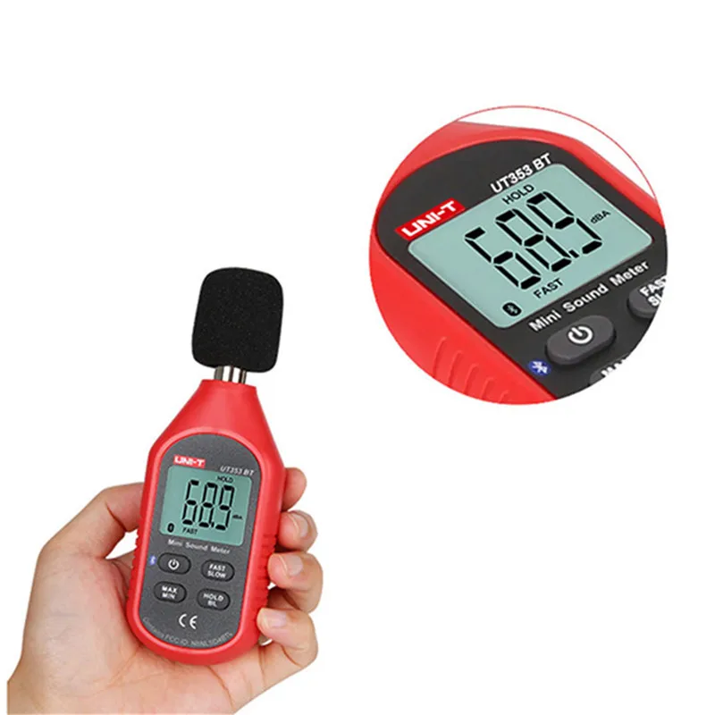 UNI-T UT353BT Sound Level Meter Digital Bluetooth Noise Meter Tester 30-130dB Decibel Monitoring Sound Level Meters
UNI-T UT353BT Sound Level Meter Digital Bluetooth Noise Meter Tester 30-130dB Decibel Monitoring Sound Level Meters