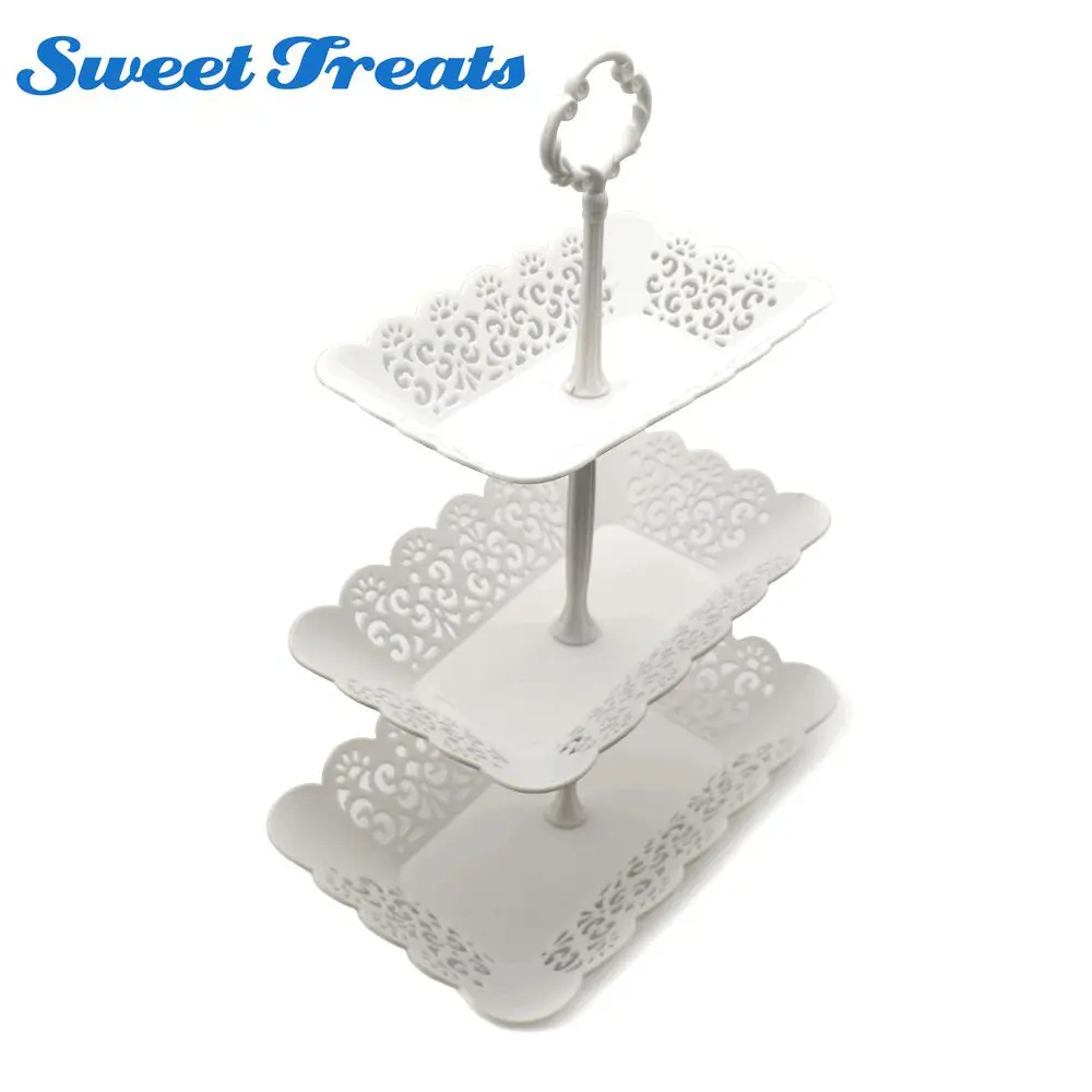 Трехслойная прямоугольная тарелка для фруктового торта Sweettreats в скандинавском