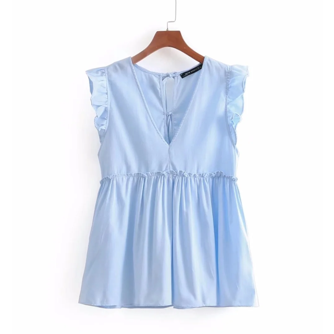 2019 women sweet v neck sleeveless ruffles pleated casual blouse elegant agaric lace shirt blusas back bow tied brand tops
2019 women sweet v neck sleeveless ruffles pleated casual blouse elegant agaric lace shirt blusas back bow tied brand tops