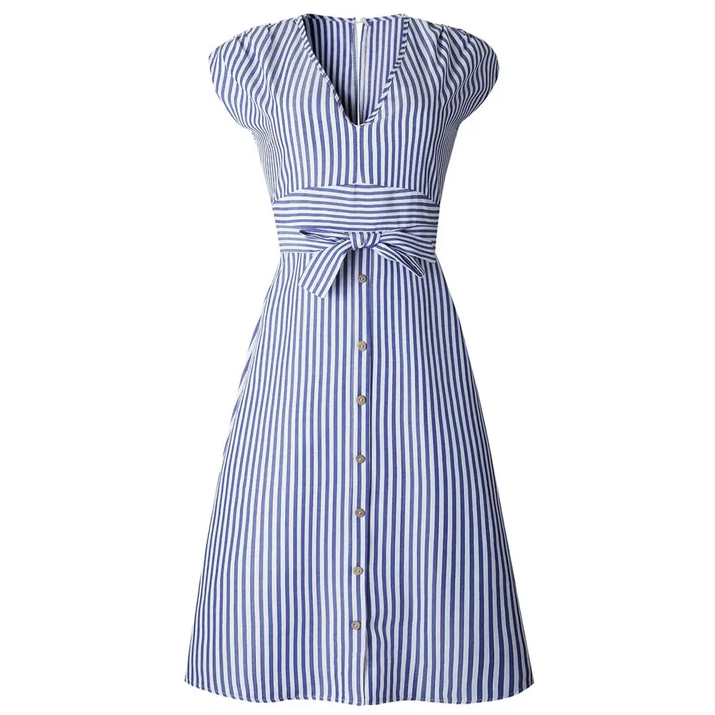 Summer Fashion Casual Women Solid Color Stripe V Neck Sleeveless Dresses Bandage Bohemian Spaghetti A-line Slim Midi Lady Dress
Summer Fashion Casual Women Solid Color Stripe V Neck Sleeveless Dresses Bandage Bohemian Spaghetti A-line Slim Midi Lady Dress