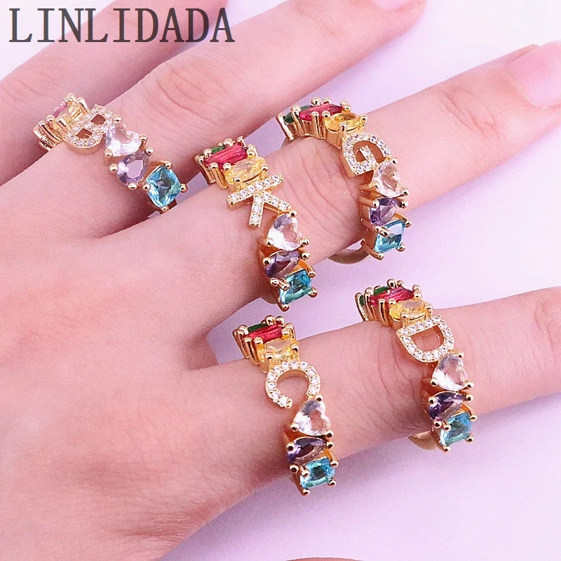 8Pcs New arrived jewelry gold ring paved colorful cubic zirconia 26 alphabet letter gorgeous fashion women adjustable rings
8Pcs New arrived jewelry gold ring paved colorful cubic zirconia 26 alphabet letter gorgeous fashion women adjustable rings