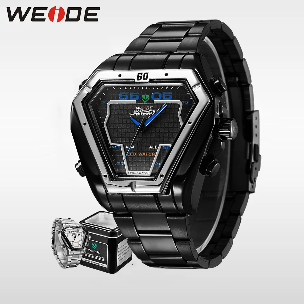 WEIDE luxury LED Watch Men Sports Alarm Clock Analog Digital 3ATM Waterproof Japan Quartz Movement Full Stainless Steel Watches
WEIDE luxury LED Watch Men Sports Alarm Clock Analog Digital 3ATM Waterproof Japan Quartz Movement Full Stainless Steel Watches