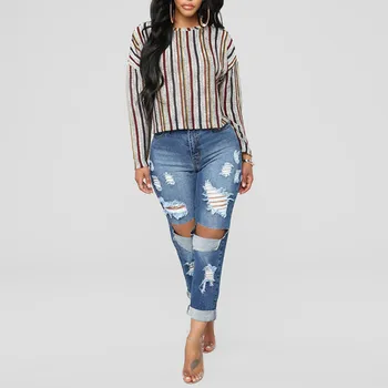 Women Plus Size Pockets Long Jeans Denim Ripped Hole Pants Daily Trousers Boyfriend Jeans Sexy Hole Pencil Trousers New W703
Women Plus Size Pockets Long Jeans Denim Ripped Hole Pants Daily Trousers Boyfriend Jeans Sexy Hole Pencil Trousers New W703