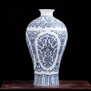 Blue and White Ceramic Vase Design Porcelain Flower Bat Pattern Vase Handmade Home Decoration Flower Vases
Blue and White Ceramic Vase Design Porcelain Flower Bat Pattern Vase Handmade Home Decoration Flower Vases