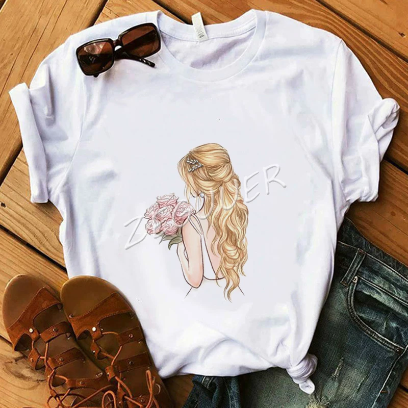 Flower Lady T-Shirt blond hair Girl Floral Graphic T-Shirt White Cotton Soft O-Neck Tees Vacation Tops Harajuku Women Clothing
Flower Lady T-Shirt blond hair Girl Floral Graphic T-Shirt White Cotton Soft O-Neck Tees Vacation Tops Harajuku Women Clothing