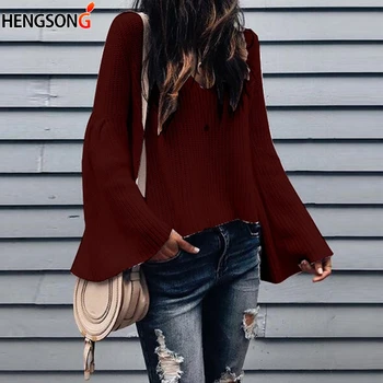 Elegant Women Fashion Knit Sweater Flare Sleeve Pullovers Autumn Winter V Neck Long Sleeve Sweater Slim Female Tops
Elegant Women Fashion Knit Sweater Flare Sleeve Pullovers Autumn Winter V Neck Long Sleeve Sweater Slim Female Tops