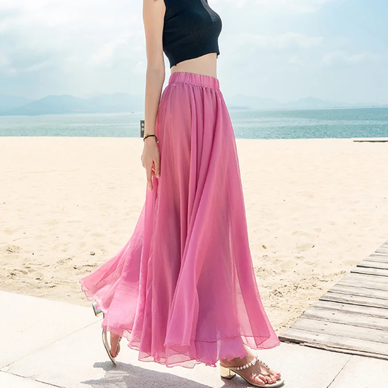 2019 Summer Women Maxi Skirt Boho High Waist Women Long Chiffon Skirt Female Saias Elegant White Skirt Ankle-Length Beach Skirt
2019 Summer Women Maxi Skirt Boho High Waist Women Long Chiffon Skirt Female Saias Elegant White Skirt Ankle-Length Beach Skirt