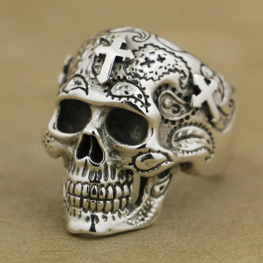 LINSION 925 Sterling Silver High Detail Skull Cross Ring Mens Biker Ring TA55 US Size 7~15
LINSION 925 Sterling Silver High Detail Skull Cross Ring Mens Biker Ring TA55 US Size 7~15