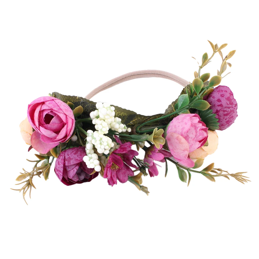 Cute Baby Children Kids Girls Floral Crown Headwear Headband Party Flower Hair Accessory for Travel Party Stage Show Photo Tool