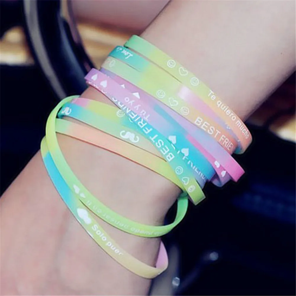 Printed Letters Luminous Silicone Sports Bracelets & Bangles for Women Fluorescent Rubber Fitness Thickening Wristband Bracelet
Printed Letters Luminous Silicone Sports Bracelets & Bangles for Women Fluorescent Rubber Fitness Thickening Wristband Bracelet