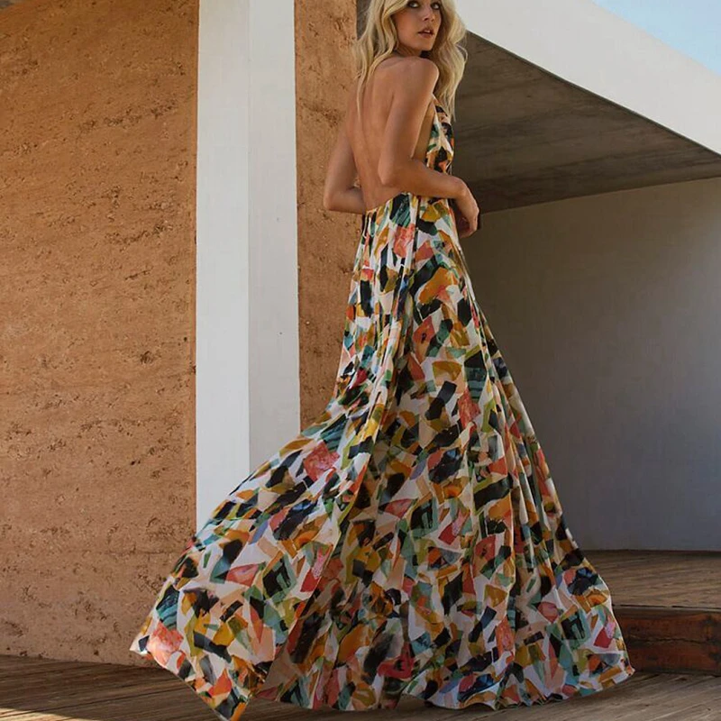 Summer Vintage Women Backless Maxi Boho Floral Printing Dresses Retro Summer Beach Holiday Party Long Sundress
Summer Vintage Women Backless Maxi Boho Floral Printing Dresses Retro Summer Beach Holiday Party Long Sundress