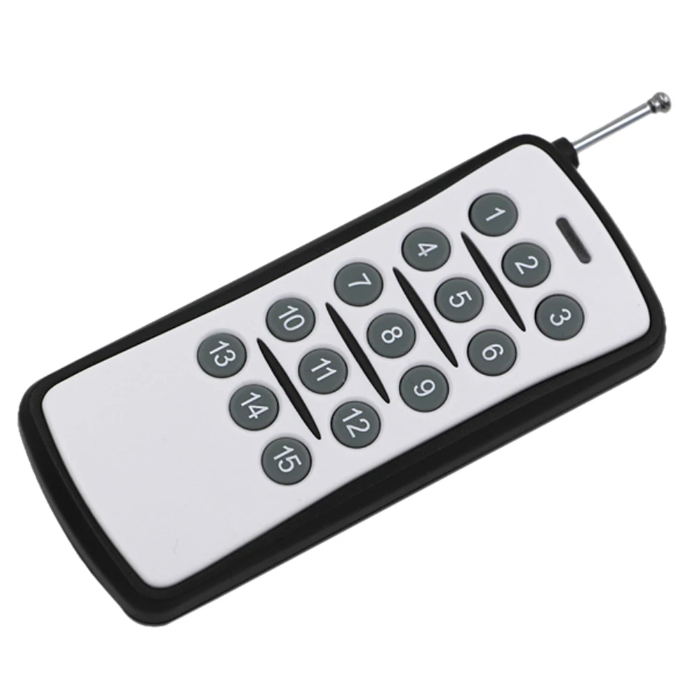 15 CH Channels 15CH RF Wireless Remote Control,315/433 MHz Transmitter Fixed Code PT2262
15 CH Channels 15CH RF Wireless Remote Control,315/433 MHz Transmitter Fixed Code PT2262