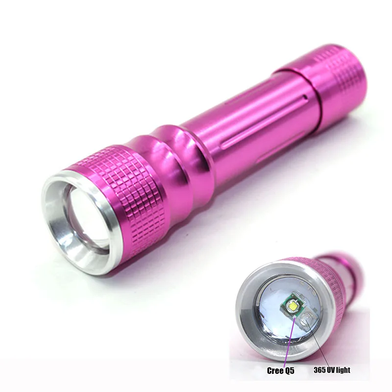 

High Power Cree Led 5W Lantern Zoomable 365nm UV Flashlight Detector Portable Ultra Violet Light Lamp by 18650 Ultraviolet Torch