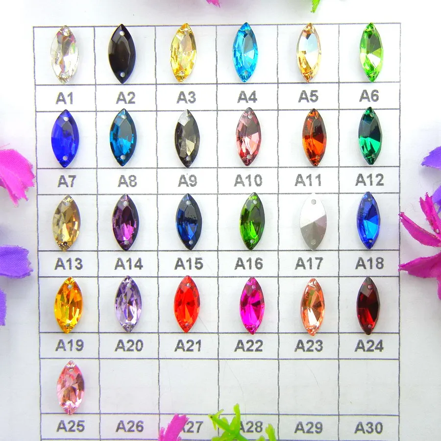 Glass Crystal Two holes 7*15mm 9*18mm 20pcs/bag nice colors mix Navette horse eye shape Sew on rhinestone beads garment diy
Glass Crystal Two holes 7*15mm 9*18mm 20pcs/bag nice colors mix Navette horse eye shape Sew on rhinestone beads garment diy