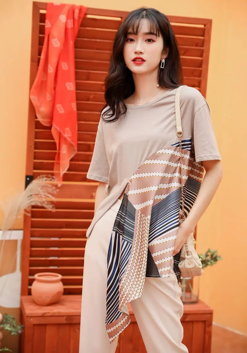 Irregular T-shirts Women O Neck Short Sleeve Patchwork Hit Color Asymmetrical Tops Female Summer
Irregular T-shirts Women O Neck Short Sleeve Patchwork Hit Color Asymmetrical Tops Female Summer