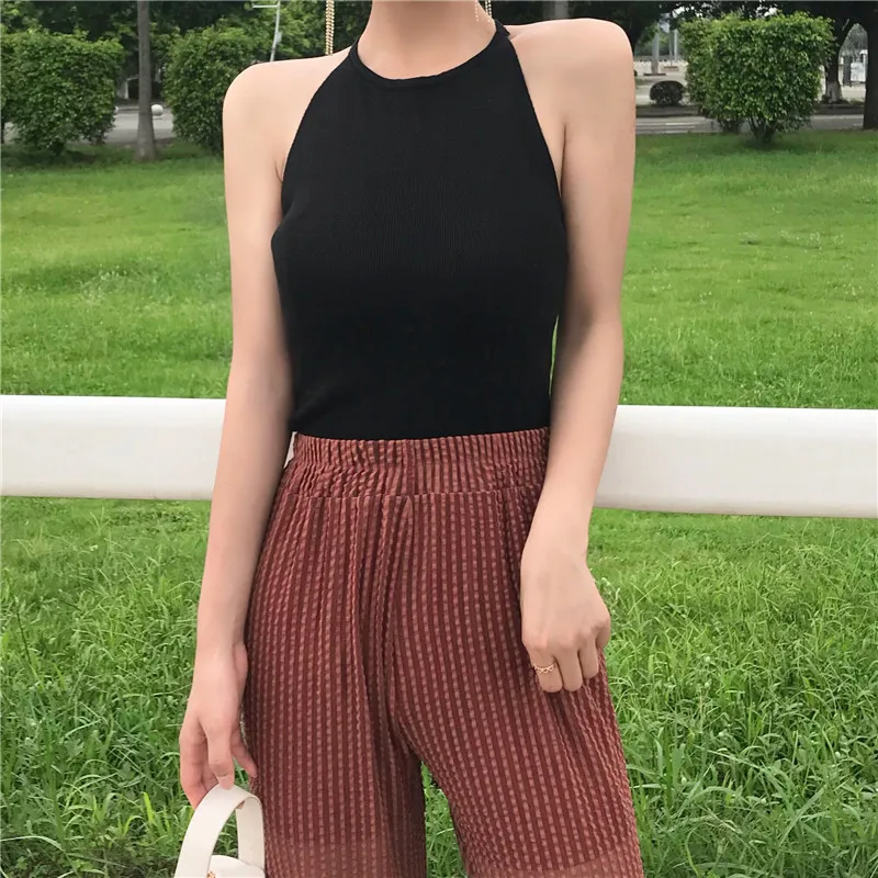 Summer Women's Slim Knitting Halter Neck Camisole Tops Female Knitted Chic Tanks Sleeveless T shirts Top for Girl
Summer Women's Slim Knitting Halter Neck Camisole Tops Female Knitted Chic Tanks Sleeveless T shirts Top for Girl
