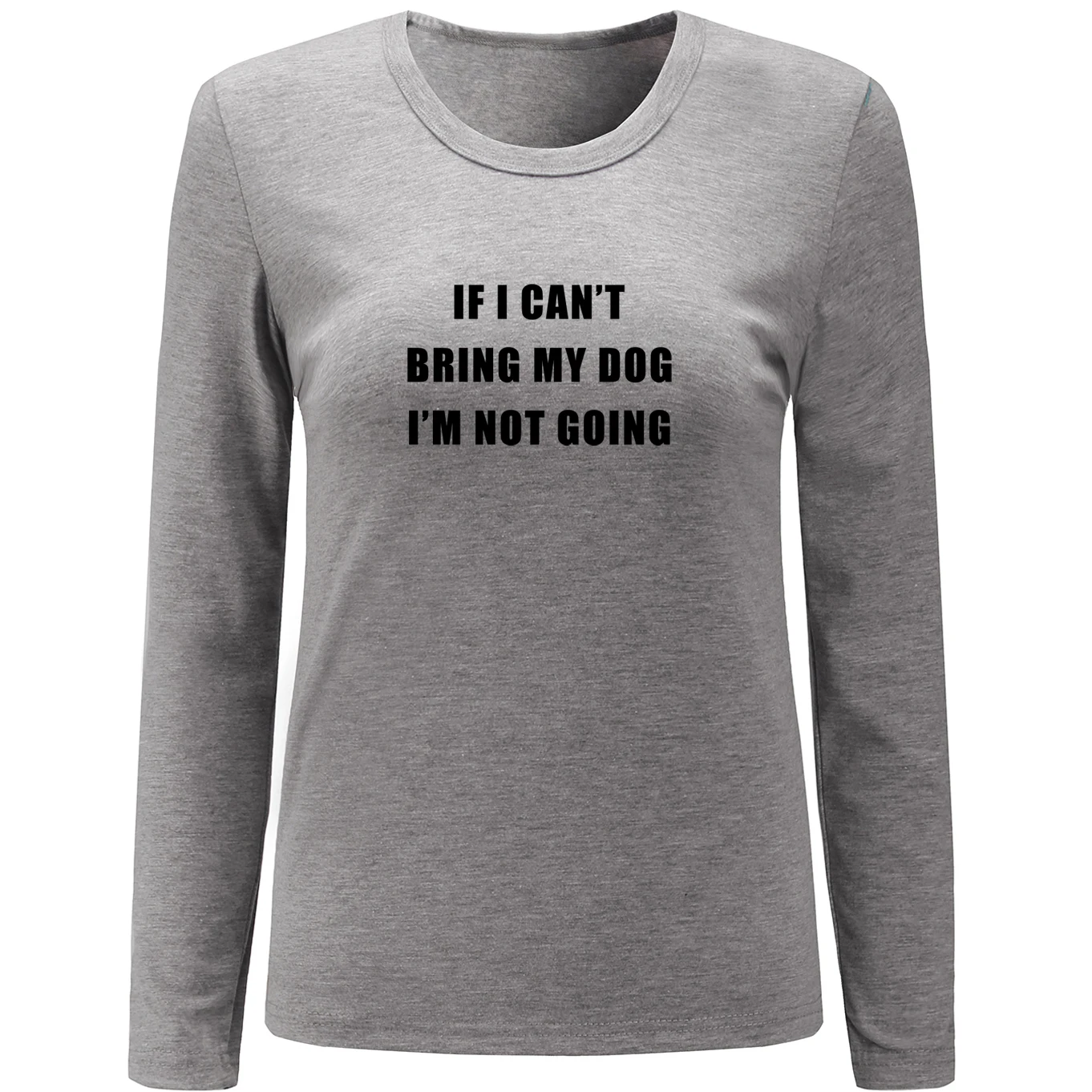 Женская футболка iDzn с надписью If I Can Bring My Dog I'm Going длинным рукавом модные