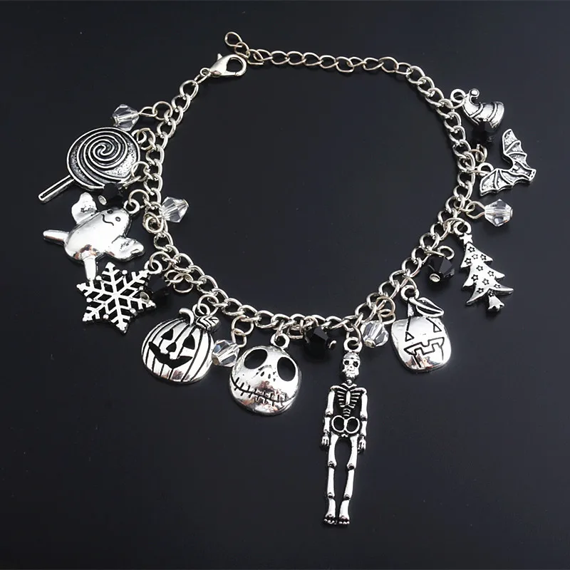 Horror The Nightmare Before Christmas Charms Bracelets Pumpkin Skull Head Christmas Tree Silver Cuff Bracelets For Women Men
Horror The Nightmare Before Christmas Charms Bracelets Pumpkin Skull Head Christmas Tree Silver Cuff Bracelets For Women Men