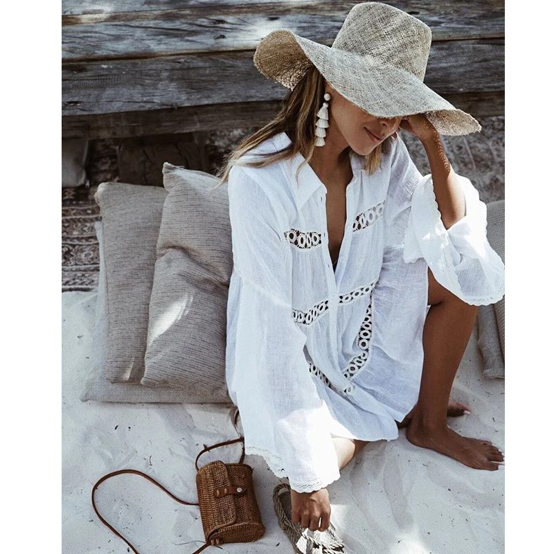 2018 White Tunic Swimwear Women Beachwear Kaftan Lace Hollow Crochet Long Sleeve Summer Beach Dress Bathing Suit Cover Ups
2018 White Tunic Swimwear Women Beachwear Kaftan Lace Hollow Crochet Long Sleeve Summer Beach Dress Bathing Suit Cover Ups