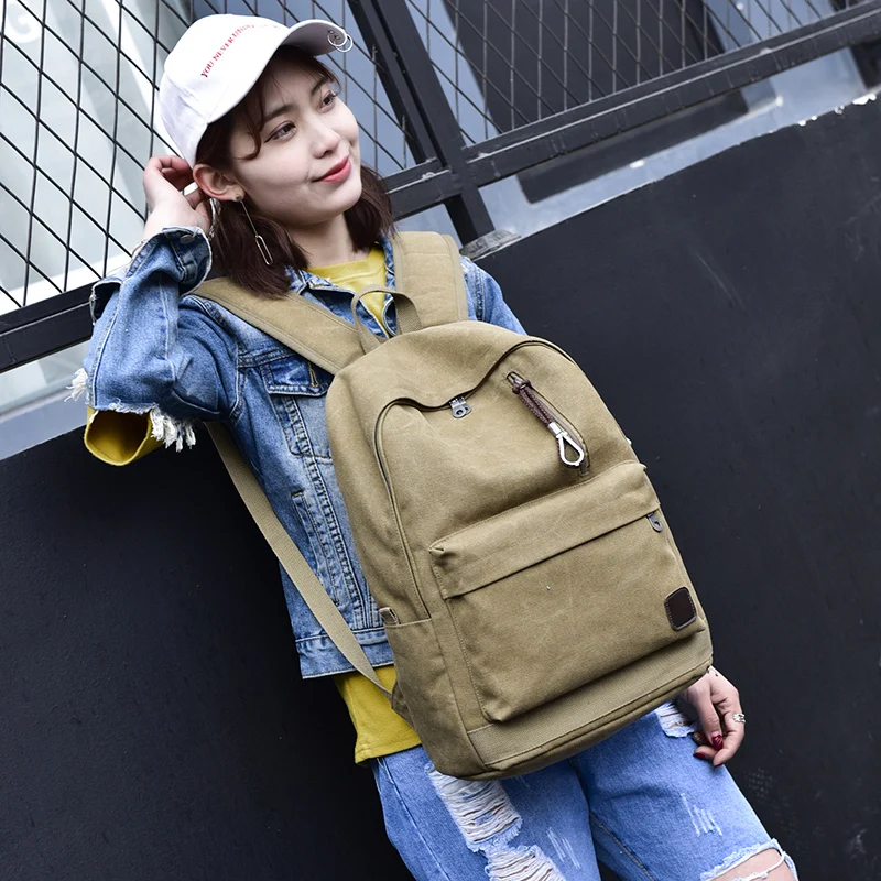 DIDA BEAR 2017 Women Men Canvas Backpacks Large School Bags For Teenager Boys Girls Travel Laptop Backbag Mochila Rucksack Grey 14