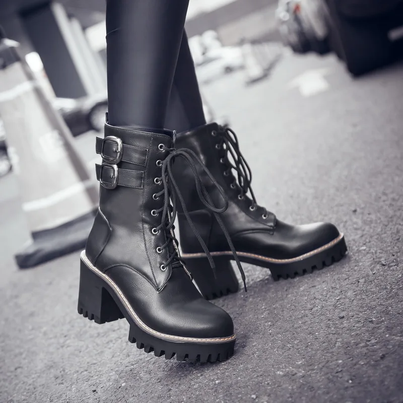 2019 New Fashion Motorcycle Boots Women Platform Heels Casual Shoes Lacing Round Toe Shoes Ladies Autumn Boots Black
2019 New Fashion Motorcycle Boots Women Platform Heels Casual Shoes Lacing Round Toe Shoes Ladies Autumn Boots Black