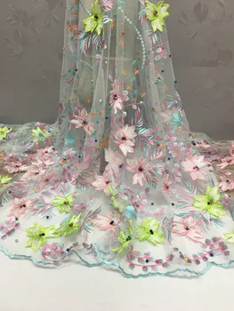 2018 african lace fabric with 3D flowers, new arrival French tulle lace fabric with beads for party dress
2018 african lace fabric with 3D flowers, new arrival French tulle lace fabric with beads for party dress