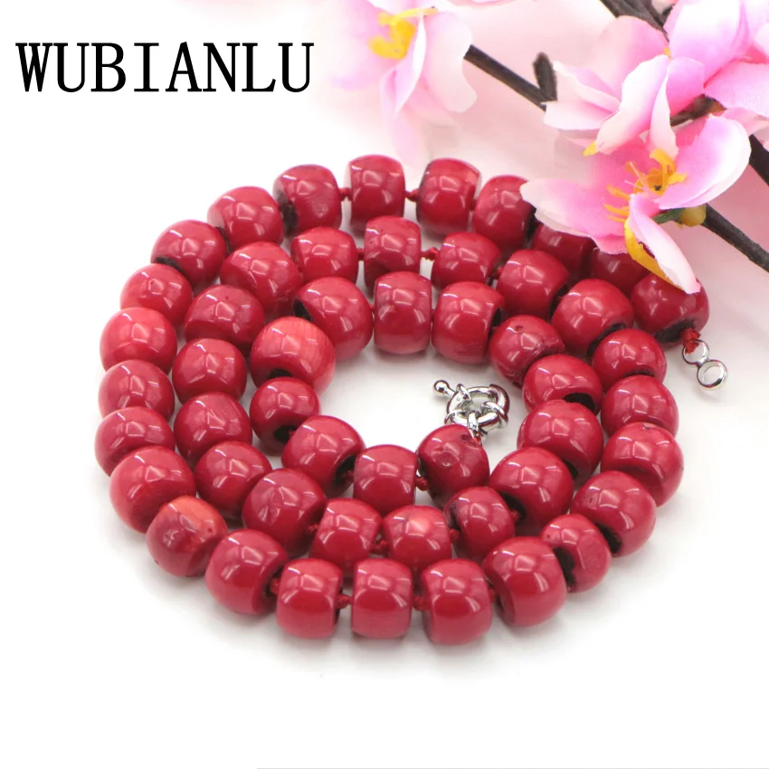 

WUBIANLU New Fashion 10-12mm Natural Red Sea Coral Bead Necklace Chokers Necklaces For Womens Costume Jewelry Hot Sale Charming