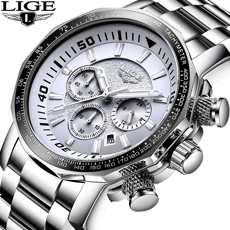 Herrenuhren LIGE Military Style Chronograph Male Quartz WristWatch Men Large Dial Full Steel Watches Mens Sport Waterproof Clock
Herrenuhren LIGE Military Style Chronograph Male Quartz WristWatch Men Large Dial Full Steel Watches Mens Sport Waterproof Clock