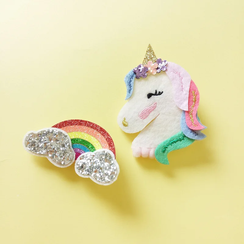 10pcs/lot Glitter Cartoon Animals Glitter Felt Unicorn Girls Hairpins Kids Summer Style Hair Clips Delicated Elastic Hairbands
10pcs/lot Glitter Cartoon Animals Glitter Felt Unicorn Girls Hairpins Kids Summer Style Hair Clips Delicated Elastic Hairbands