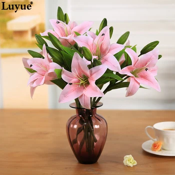 Luyue 5pcs/lot 3 heads Lily Artificial Flower Wedding Bride Bouquet Rose Flower Wreath Home Decor Fake Flower heads Diy Vines
Luyue 5pcs/lot 3 heads Lily Artificial Flower Wedding Bride Bouquet Rose Flower Wreath Home Decor Fake Flower heads Diy Vines