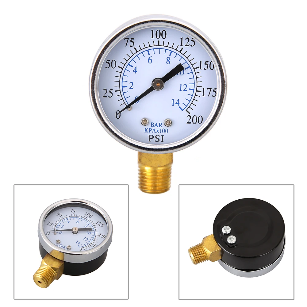 

0-200PSI Air Compressor Gauge 2" Face Side Mount 1/4" NPT Hydraulic Compressed Air Pressure Gauge Tester Manometer Measurer