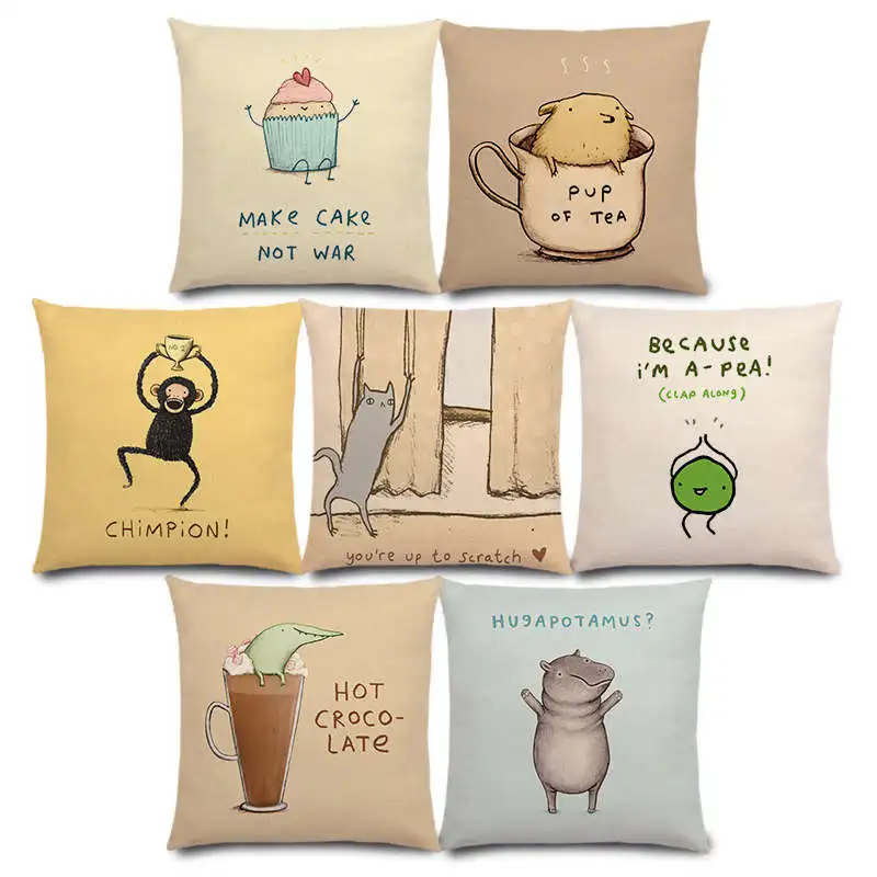 New Funny Cartoon Animals Interesting Words Happy Letters Cute Nickname Cat Pug Rabbit Cushion Cover Sofa Throw Pillow Case
New Funny Cartoon Animals Interesting Words Happy Letters Cute Nickname Cat Pug Rabbit Cushion Cover Sofa Throw Pillow Case
