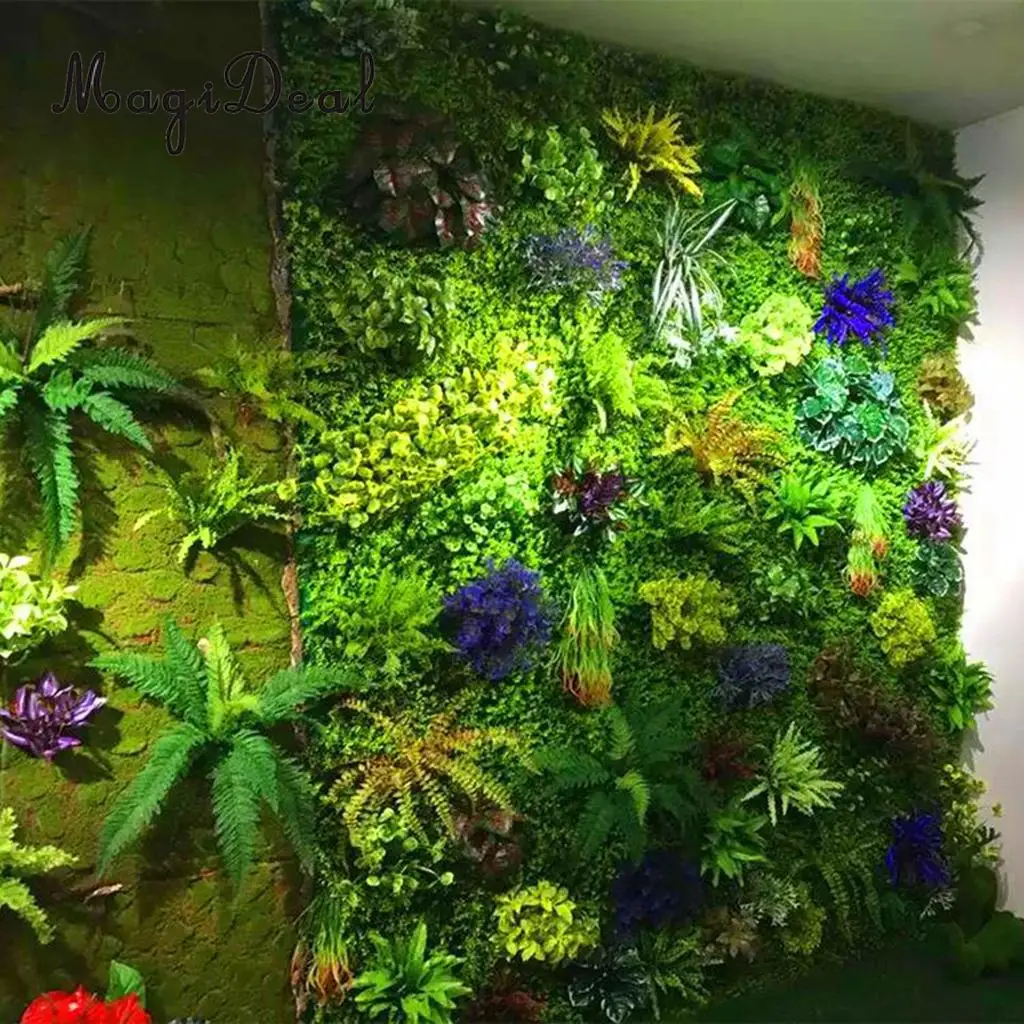 6 Pieces Artificial Green Grass Plant Berries Flower Wall Panels Wedding Party Foliage Pillar Main Road Decor