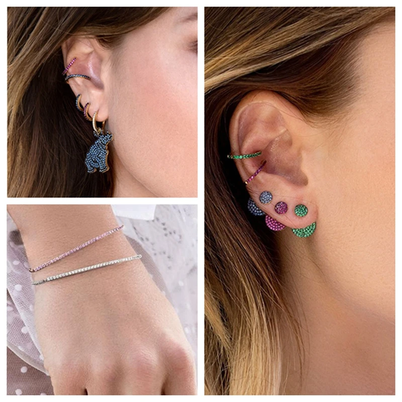 New Brand 925 Sterling Silver Clip Earring One Line Chain Bracelet Stackable Jewelry Set Colorful Zircon Women Wedding Jewelry
New Brand 925 Sterling Silver Clip Earring One Line Chain Bracelet Stackable Jewelry Set Colorful Zircon Women Wedding Jewelry