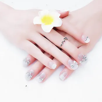 Full Nail Tips 24pcs French Style Clear White Fake Nails With Rhinestone crystal DIY Nail Art Press On Short artificial nails
Full Nail Tips 24pcs French Style Clear White Fake Nails With Rhinestone crystal DIY Nail Art Press On Short artificial nails