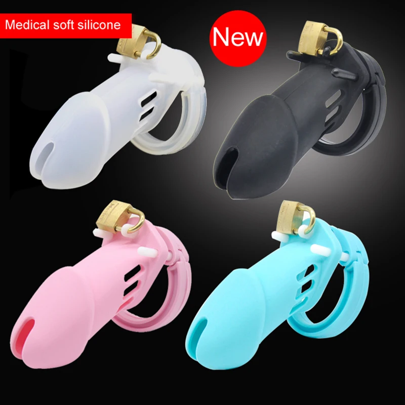 Soft Medical Silicone Male Chastity Device Penis Ring,Cock Cages,Virginity Chastity Lock Belt,Cock Ring With 3 Locking Rings O2