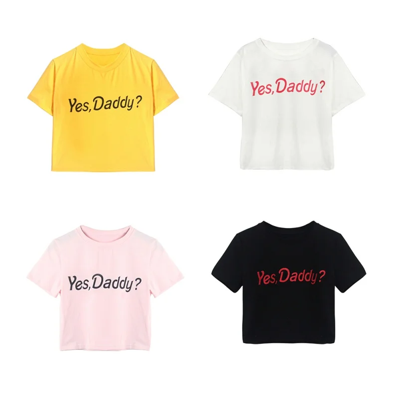 ROPALIA Letter Yes Daddy Stitch Casual T Shirt Summer Yellow/White/Black/Pink Sexy Women Tops Tees Girl T-Shirt Ladies Female
ROPALIA Letter Yes Daddy Stitch Casual T Shirt Summer Yellow/White/Black/Pink Sexy Women Tops Tees Girl T-Shirt Ladies Female