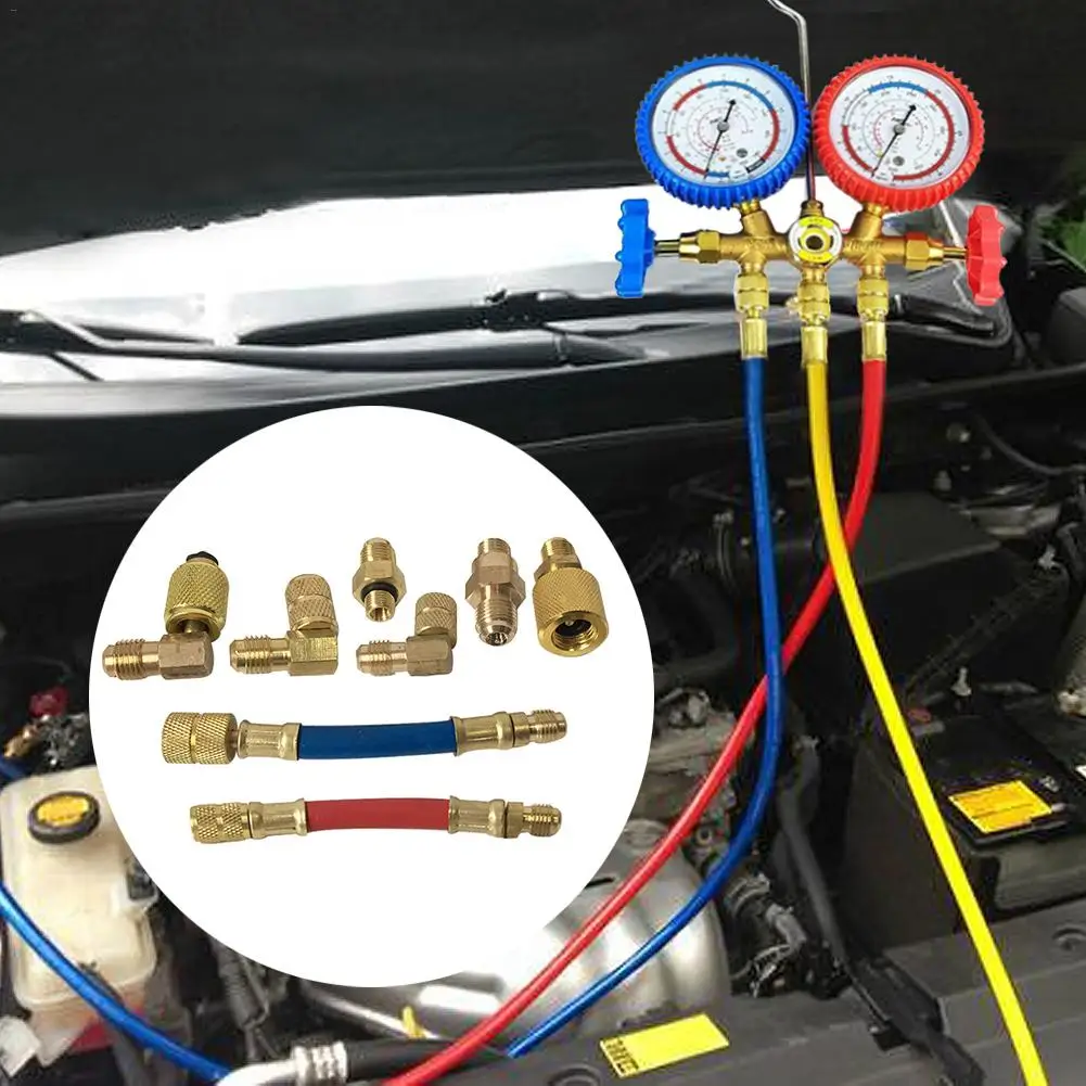 8PCS Universal High-end R134a Cool Gas Transforming Joint R-12A/C Air Conditioning Manifold Converting Brass Adapter Hose Set
8PCS Universal High-end R134a Cool Gas Transforming Joint R-12A/C Air Conditioning Manifold Converting Brass Adapter Hose Set