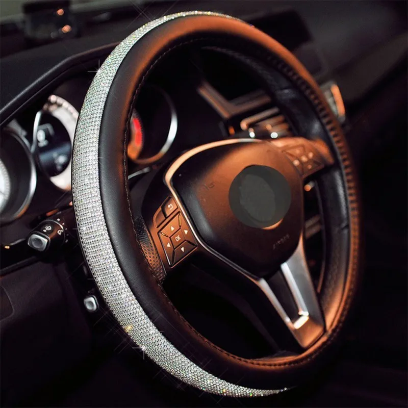 Luxury Car Steering Wheel Cover For Women Girls Leather Crystal Rhinestone Covered Steering-Wheel Covers Interior Accessories
Luxury Car Steering Wheel Cover For Women Girls Leather Crystal Rhinestone Covered Steering-Wheel Covers Interior Accessories