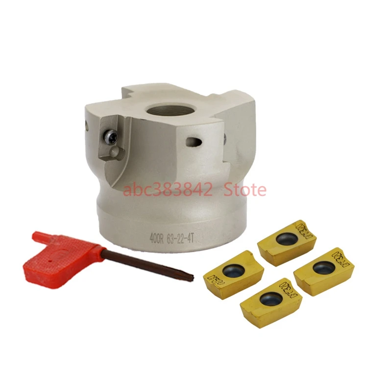 BAP400R 63 22 4T right angle shoulder face mill cutter, 4pcs inserts are fitted on the cutter
BAP400R 63 22 4T right angle shoulder face mill cutter, 4pcs inserts are fitted on the cutter