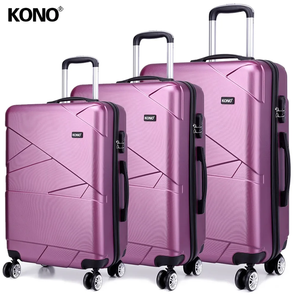 

KONO Suitcase Rolling Luggage Check in Travel Carry on Trolley Case Hand Bag Hardside PC 4 Wheels Spinner 20 24 28 Inch YD1772L